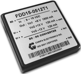 FDD15-0512T2, DC/DC конвертер серии FDD15T мощностью 15 Ватт